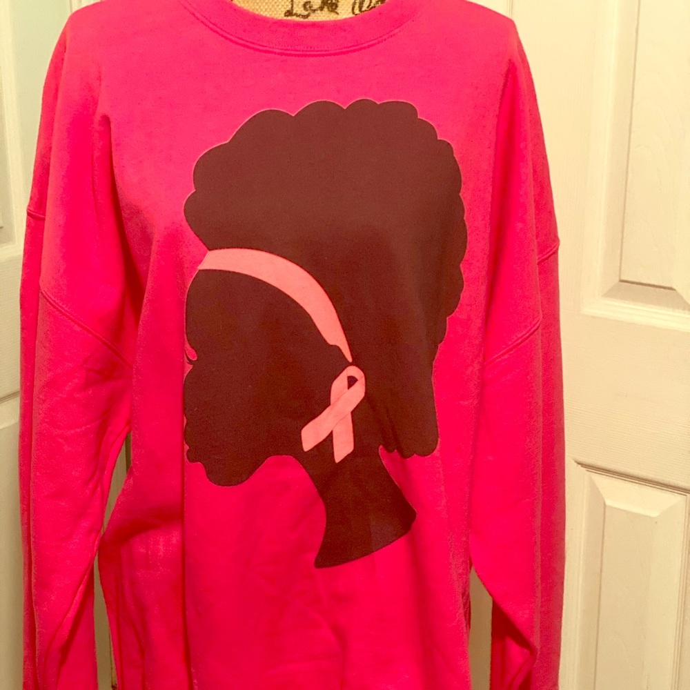 Beautiful Pink Sweat Shirt with Breast Cancer Logo